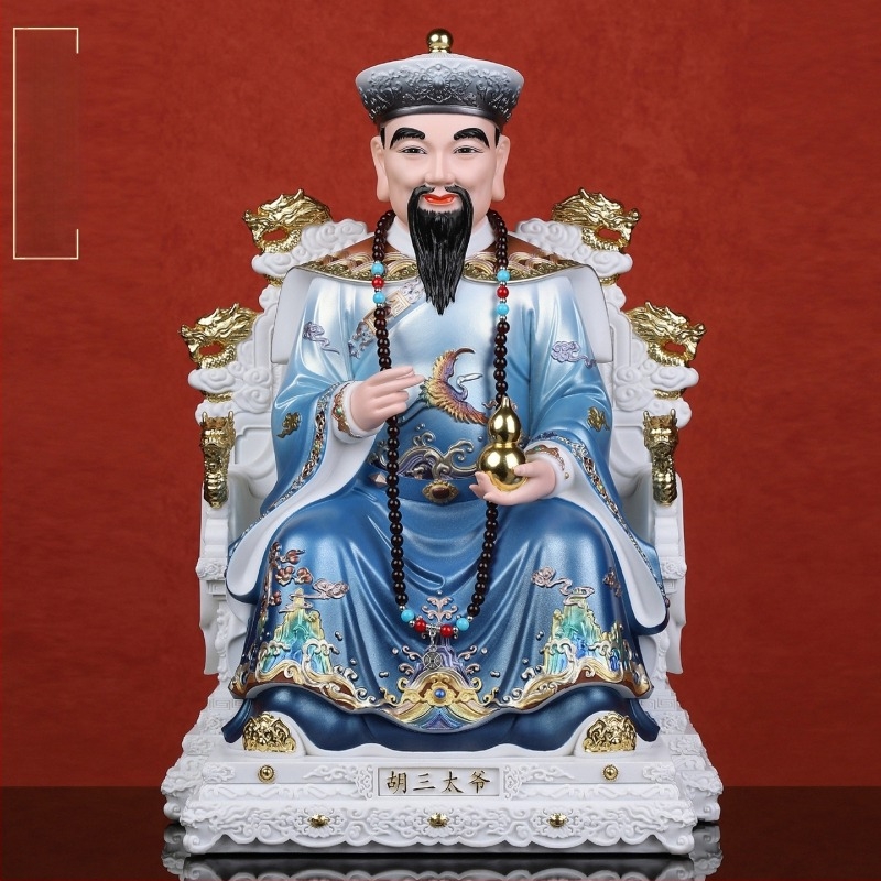 Husantai Isten és Istennő Szobrai, Imitáció Porcelánból, Festett Hu Huang Chang és a Négy Nagy Család figurái, Otthoni imádat céljából