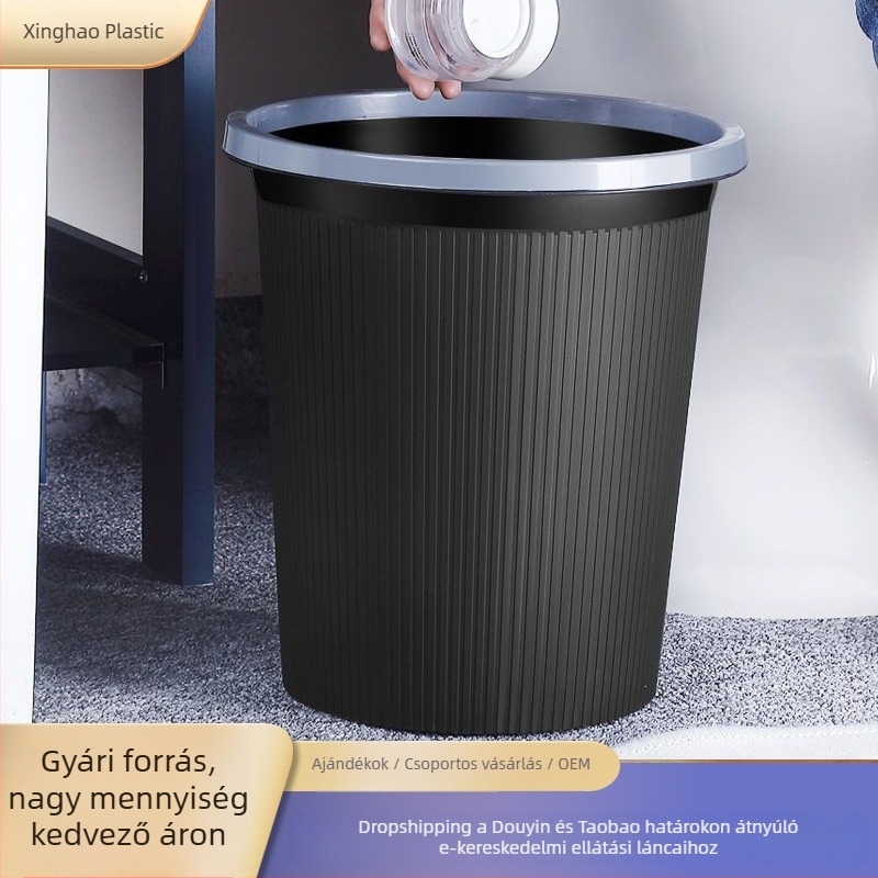 4 L műanyag szemetes, fedél nélkül, hordó alakú, otthonra és irodába