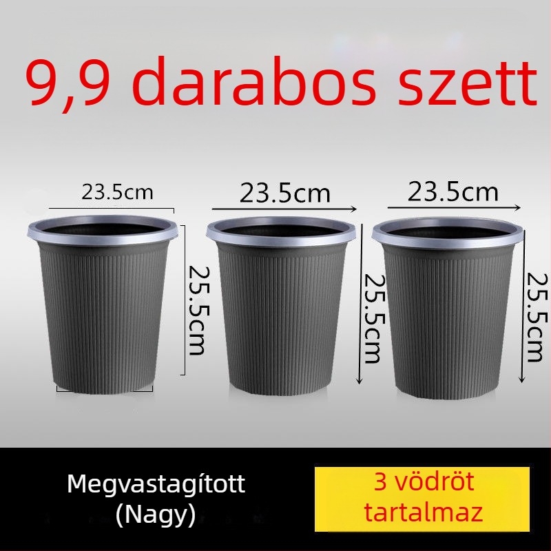 4 L műanyag szemetes, fedél nélkül, hordó alakú, otthonra és irodába