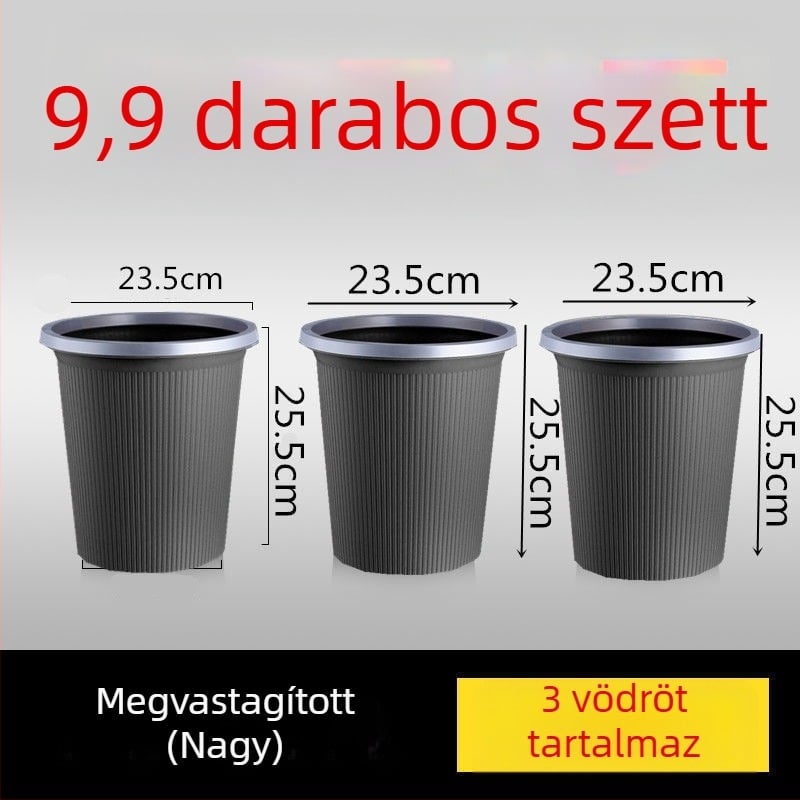 4 L műanyag szemetes, fedél nélkül, hordó alakú, otthonra és irodába
