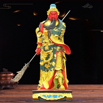 Új Guan Gong rezin szobor karddal – A vagyon Istene, Guan Yu, otthoni dekoráció