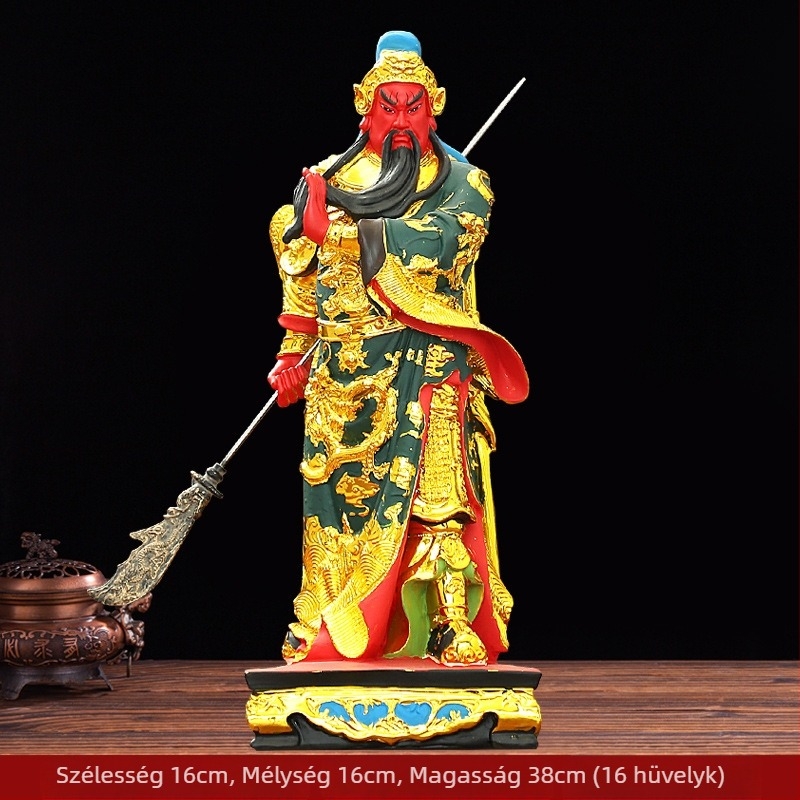 Új Guan Gong rezin szobor karddal – A vagyon Istene, Guan Yu, otthoni dekoráció