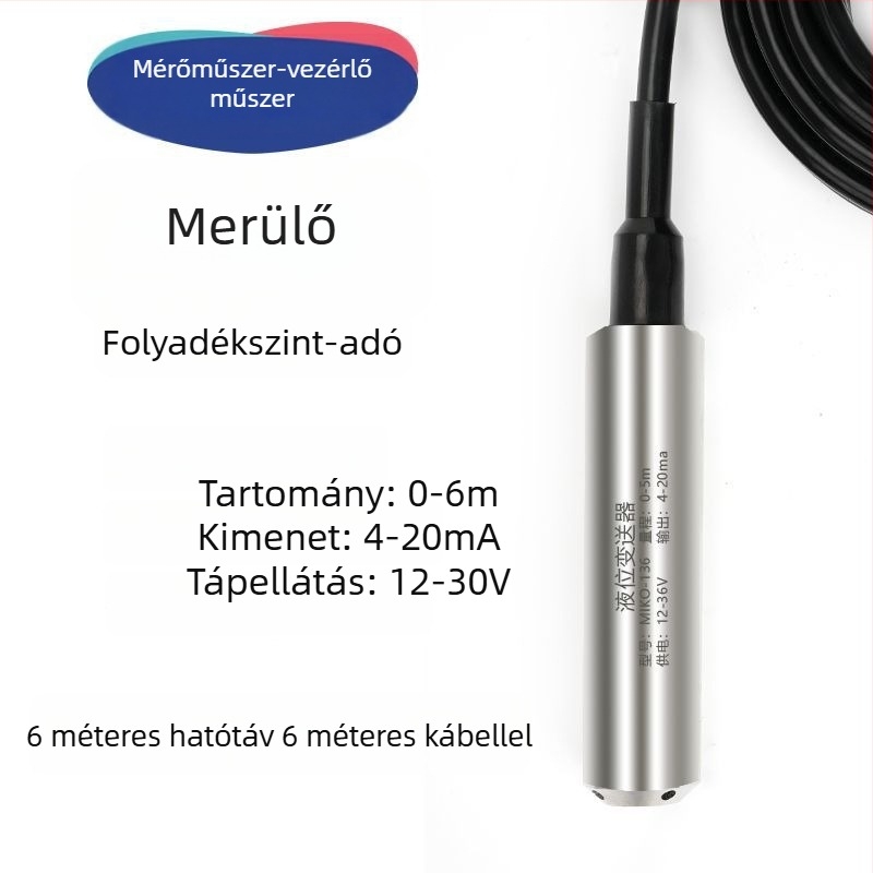 Merülő folyadékszint-transzmitter, magas hőmérséklet-álló szenzor, 4-20 mA kimenet, szintmérő