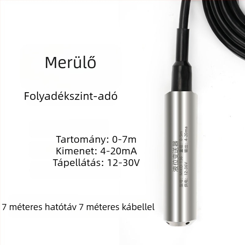 Merülő folyadékszint-transzmitter, magas hőmérséklet-álló szenzor, 4-20 mA kimenet, szintmérő