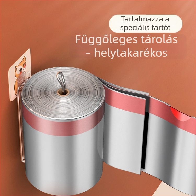 Automatikus záródású nagy tekercses szemeteszsákok, szakadásállóak, vastagabbak, hordozhatóak a konyhába, nagy méret