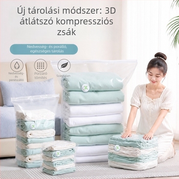 Átlátszó 3D-s vákuum tömörítő táska paplanok és ruhák tárolására