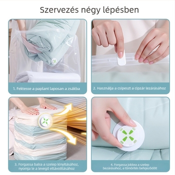 Átlátszó 3D-s vákuum tömörítő táska paplanok és ruhák tárolására