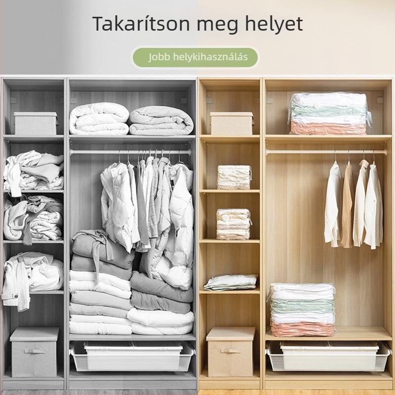 Átlátszó 3D-s vákuum tömörítő táska paplanok és ruhák tárolására