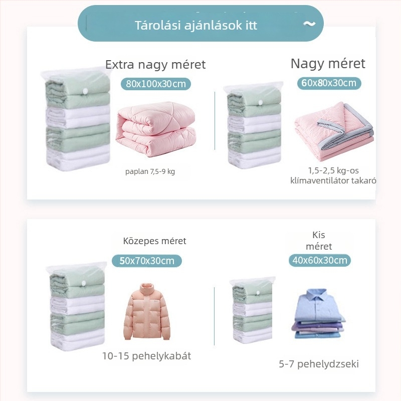 Átlátszó 3D-s vákuum tömörítő táska paplanok és ruhák tárolására