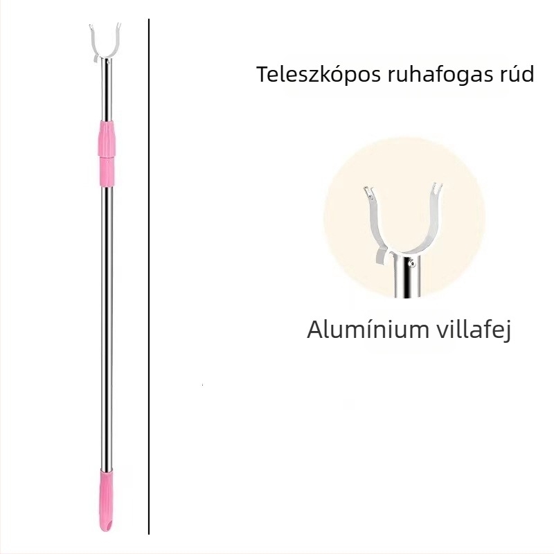Rozsdamentes acélból készült teleszkópos ruhaszárító rúd alumínium fejjel, egy darabból, erkélyhez