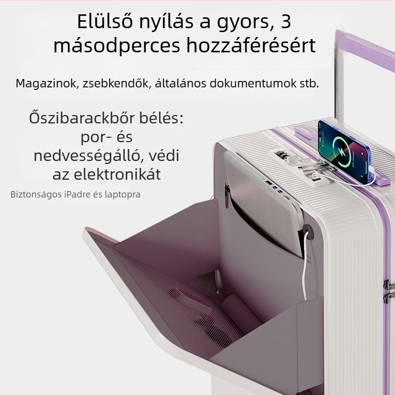 Új széles fogantyúval rendelkező bőrönd diákok számára, 360° gördítő kerekekkel, kódzár, nagy kapacitás