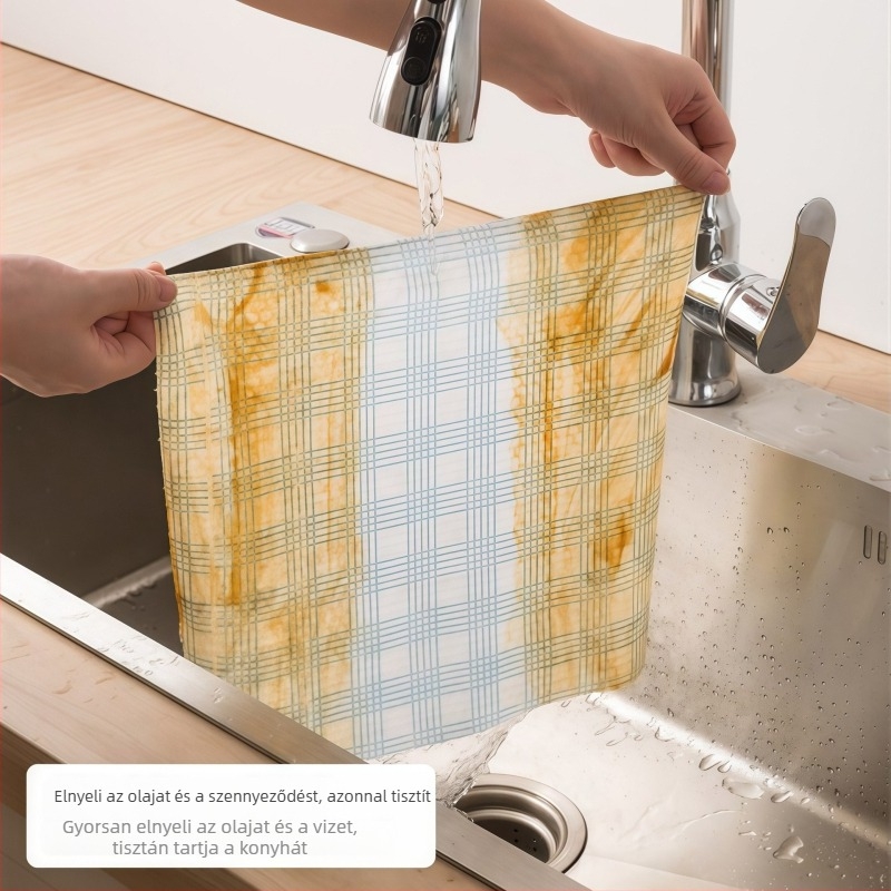 Konyhai egyszer használatos papírtörlő, vastag és strapabíró, olaj- és vízabszorber, száraz/nedves kettős használat kéz törlésére és mosogatásra
