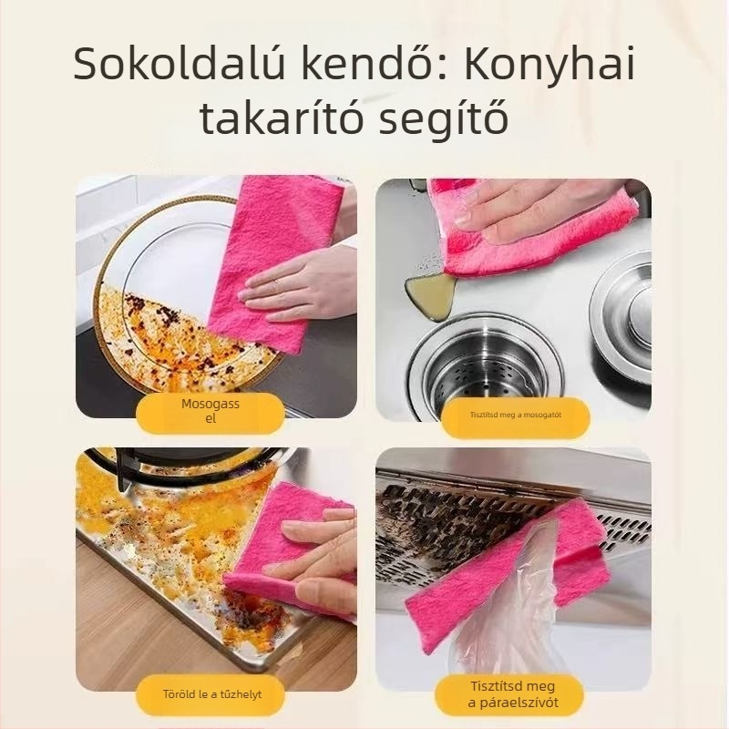 Színes mágikus tisztító kendő mosogatáshoz és konyhai takarításhoz, 30x30 cm, 3 darabos csomag, nedvszívó, olajálló és antibakteriális