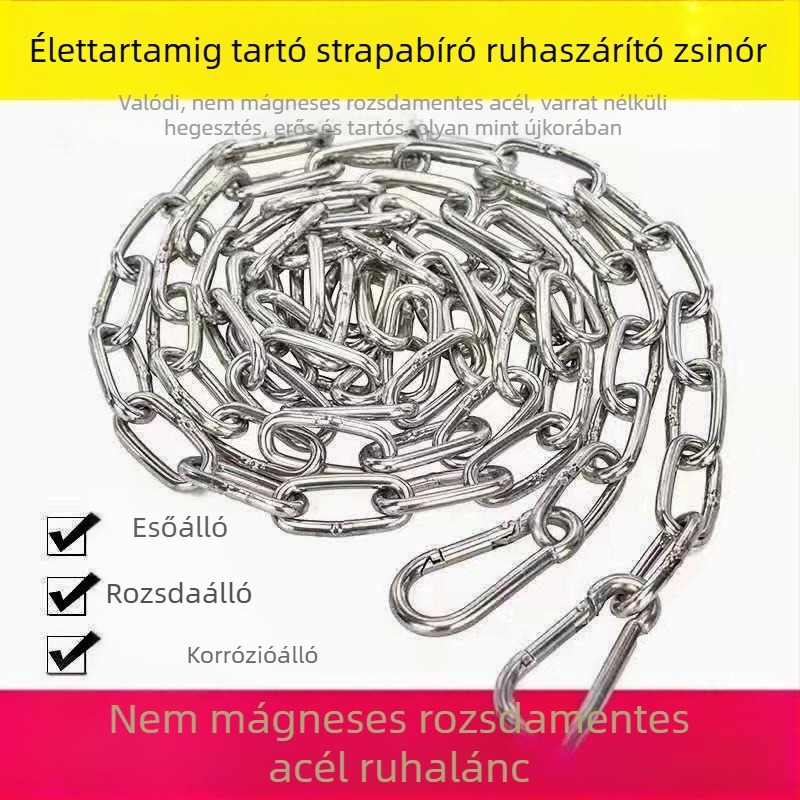 Nem magnetikus 304 rozsdamentes acél ruhaszárító lánc, új stílusú szélálló ruhaszárító kötél