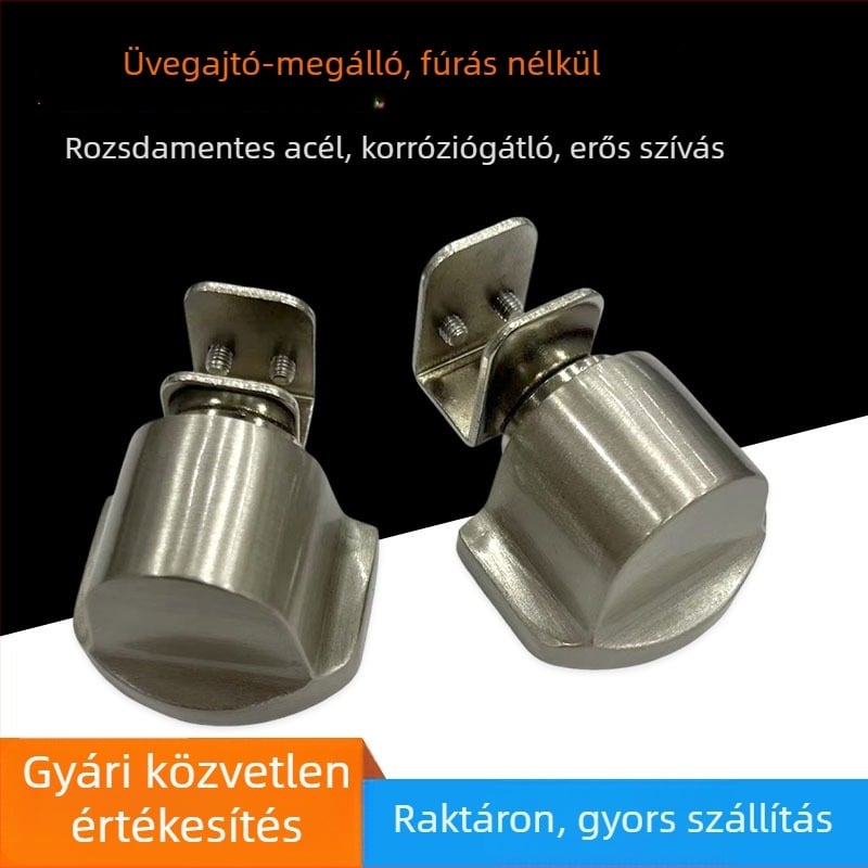 Üveges ajtó mágneses stopper, padlóra szerelve, fúrás nélkül, 10–12 mm üveghez