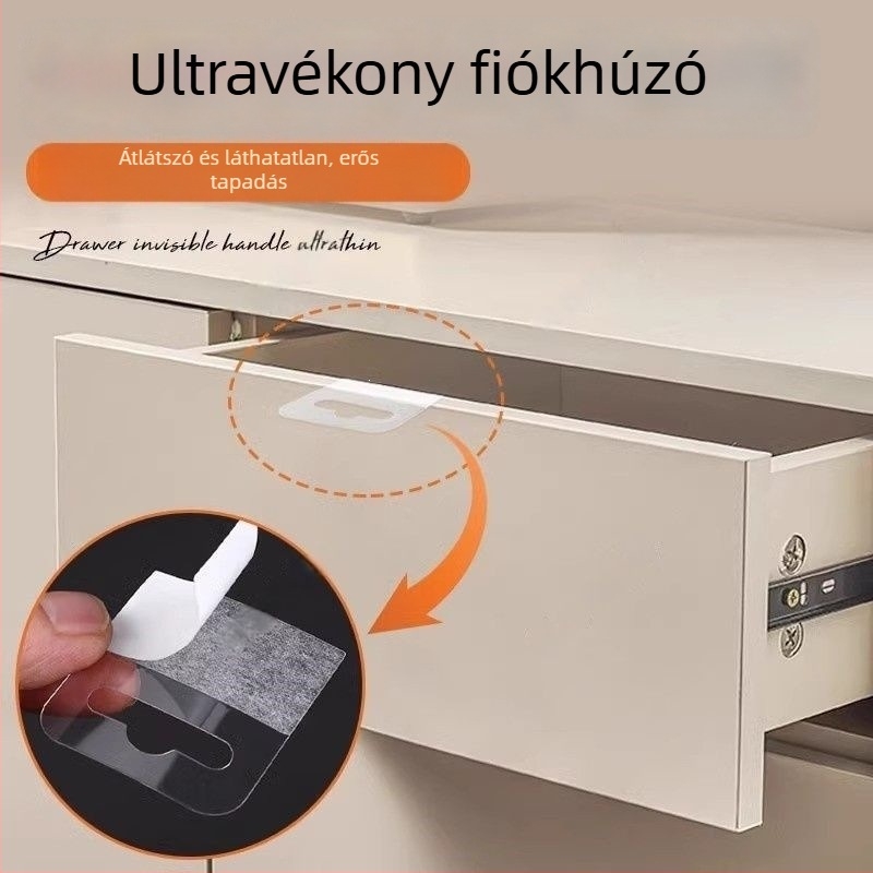 Láthatatlan fiók- és szekrényfogantyúk, ragasztós, fúrás nélkül