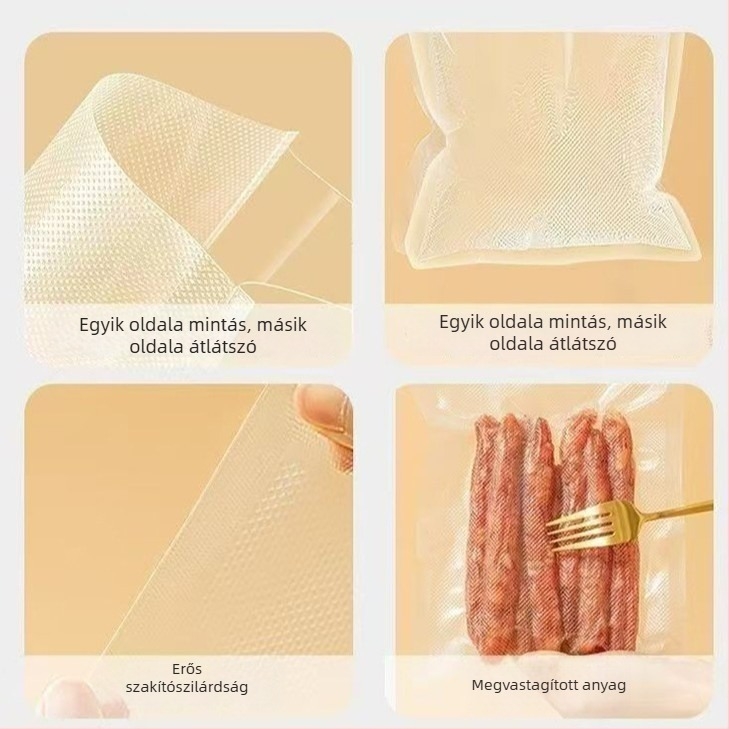 Texturált élelmiszer-vákuumtasakok és otthoni zárógép