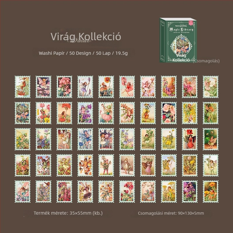 Szép nap: mini könyvtár matricák, Mágikus Könyvtár sorozat, napló- és scrapbook dekorációs alapok, 8 dizájn