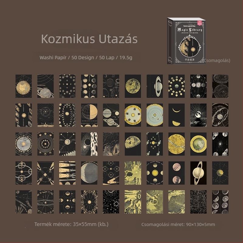 Szép nap: mini könyvtár matricák, Mágikus Könyvtár sorozat, napló- és scrapbook dekorációs alapok, 8 dizájn