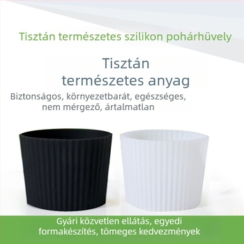 Üveg pohárhoz szilikon hüvely, hőszigetelő, csúszásmentes, égési sérülések elleni, vastag, univerzális kúpos kialakítás