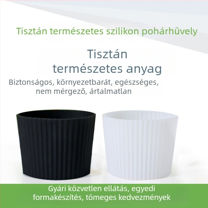 Üveg pohárhoz szilikon hüvely, hőszigetelő, csúszásmentes, égési sérülések elleni, vastag, univerzális kúpos kialakítás