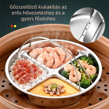 316L rozsdamentes acél, élelmiszer-minőségű belső pároló rács rizsfőzőhöz, osztott pároló tálca és kosár a étel előkészítéséhez