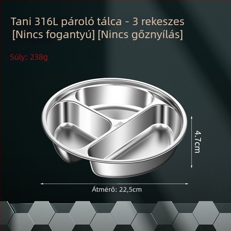 316L rozsdamentes acél, élelmiszer-minőségű belső pároló rács rizsfőzőhöz, osztott pároló tálca és kosár a étel előkészítéséhez