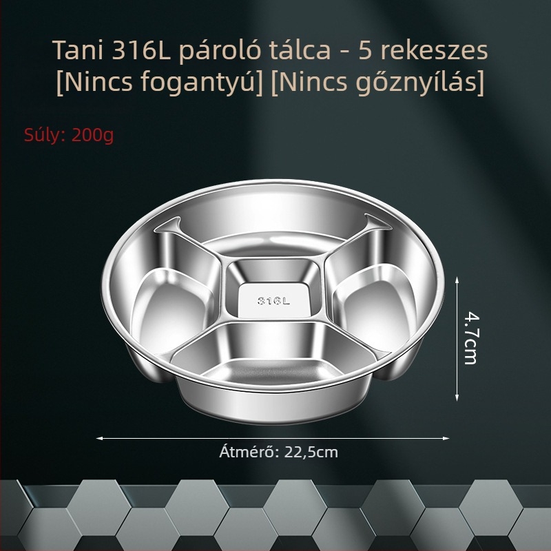 316L rozsdamentes acél, élelmiszer-minőségű belső pároló rács rizsfőzőhöz, osztott pároló tálca és kosár a étel előkészítéséhez