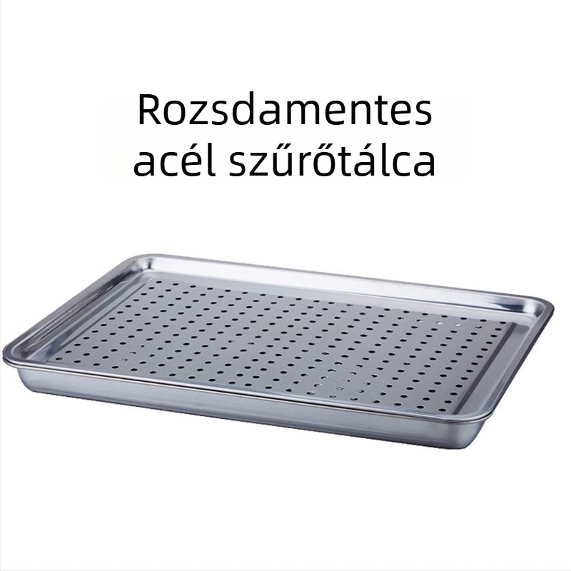 Mágneses rozsdamentes acél négyszögletes tál barbecue-hoz, éttermi tál, téglalap teás tálca