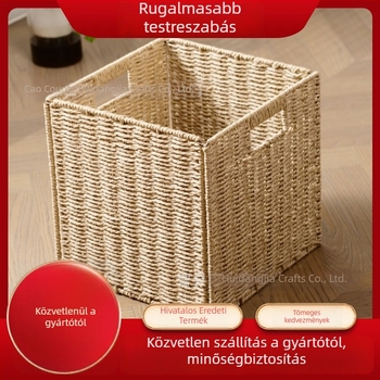 Összecsukható szövött tárolókosár rattan utánzattal, ruhák, játékok és kozmetikumok számára