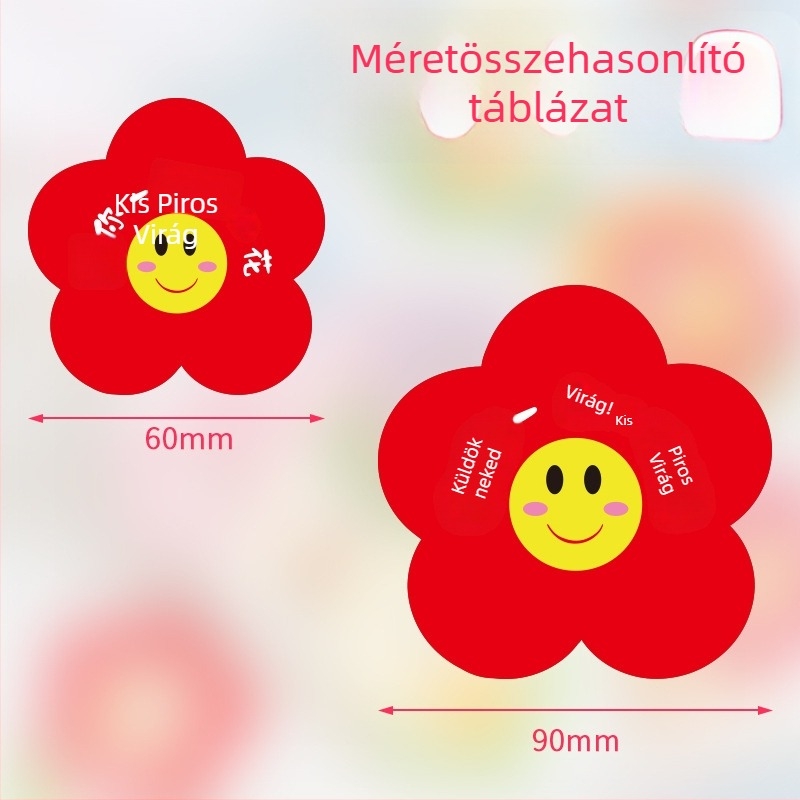 50 db kis piros virágos üdvözlőlap ünnepi díszítéshez és gyermekek dicséretéhez