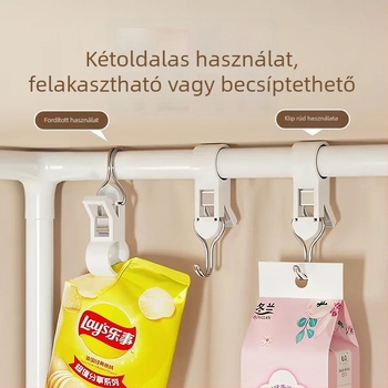 Kéthasú multifunkcionális klipszakasztó, konyhához és fürdőszobához, fúrás nélkül, műanyag S-alakú kampó