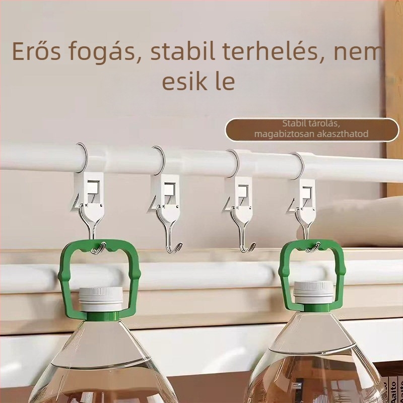 Kéthasú multifunkcionális klipszakasztó, konyhához és fürdőszobához, fúrás nélkül, műanyag S-alakú kampó