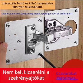 Univerzális rozsdamentes acél csuklópánt javító készlet fa szekrényajtókhoz és gardróbokhoz