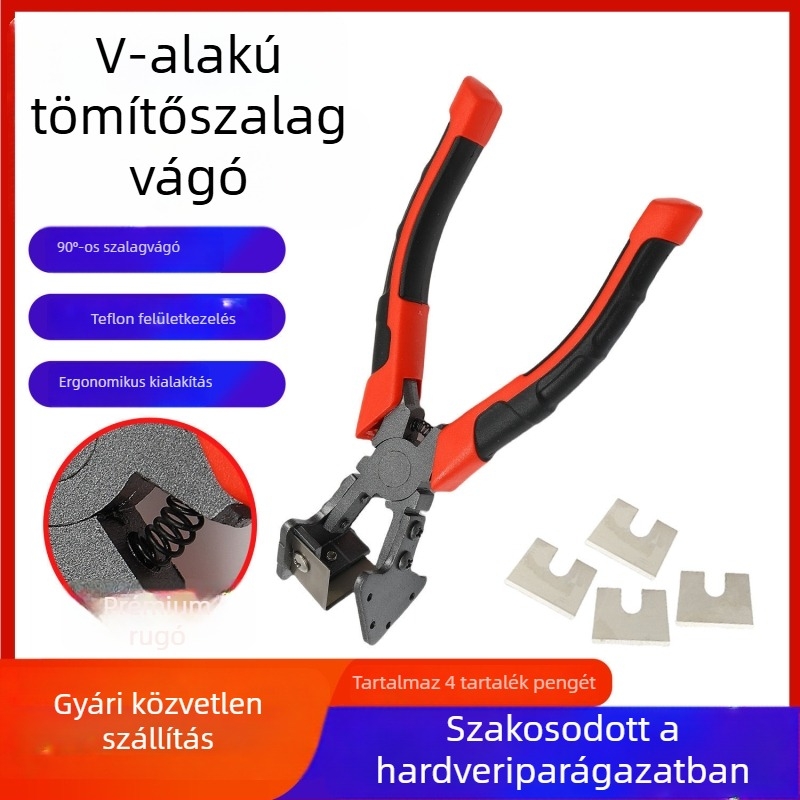 V alakú tömítőszalag olló, 90° vágás ajtókhoz és ablakokhoz, 45°-os alumínium profil tömítéshez és élvédő olló