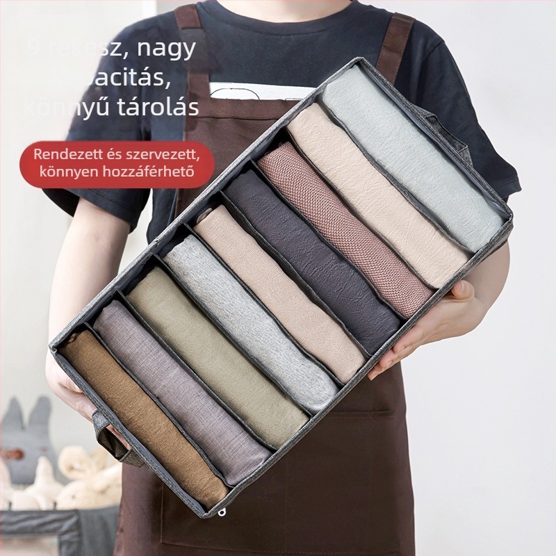 Camellia textil tároló doboz, farmernadrág tároló doboz, ruhák tároló doboza, fehérnemű rekeszekkel szervező 990172
