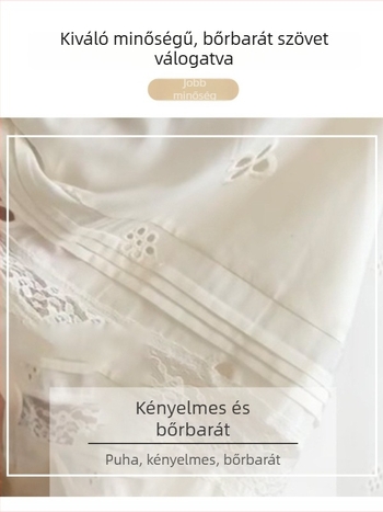 Kajsziszínű üreges mintázatú, jégselyem hatású széles lábú női nadrág, nyári könnyű