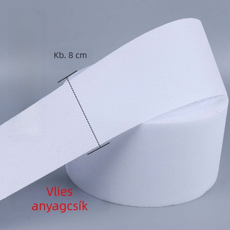50 m hosszú, 8 cm széles nemszőtt függönytape, fehér, perforált római gyűrűkkel