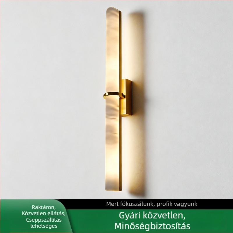 Márvánnyal árnyékolt falikar, mid-century stílus, réz test, folyosóra, előszobába és nappaliba