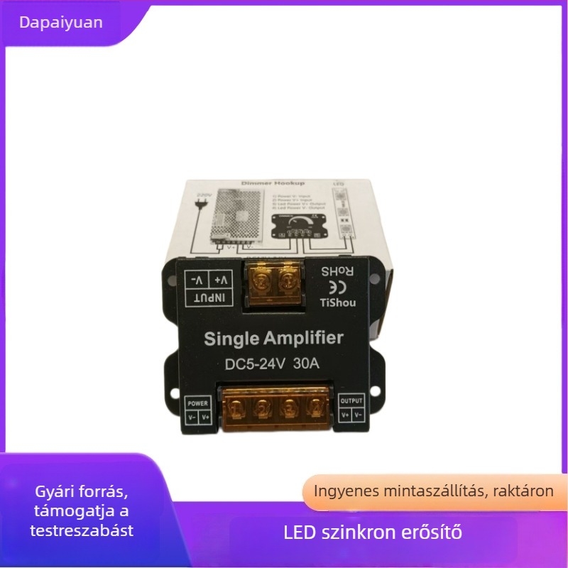 LED fénycsík jel-szinkronizáló erősítő, 30A DC állandó feszültség