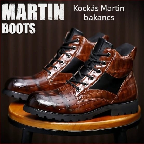 8807 Férfi őszi bőrből készült Martin csizma, klasszikus kő textúrájú felülettel (Oil Meiruijie sorozat)