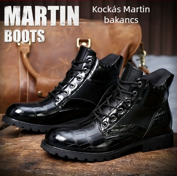 8807 Férfi őszi bőrből készült Martin csizma, klasszikus kő textúrájú felülettel (Oil Meiruijie sorozat)