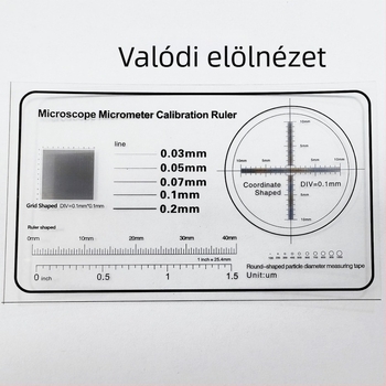 Mikrométer kalibráló vonalzó mikroszkóphoz, felosztás 0,1 mm, retikulusz vastagsága 0,1 mm