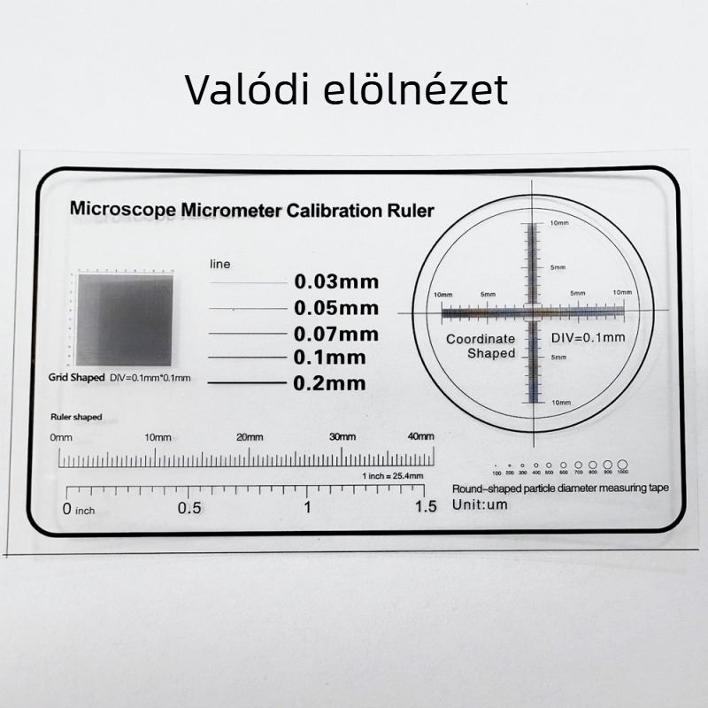 Mikrométer kalibráló vonalzó mikroszkóphoz, felosztás 0,1 mm, retikulusz vastagsága 0,1 mm