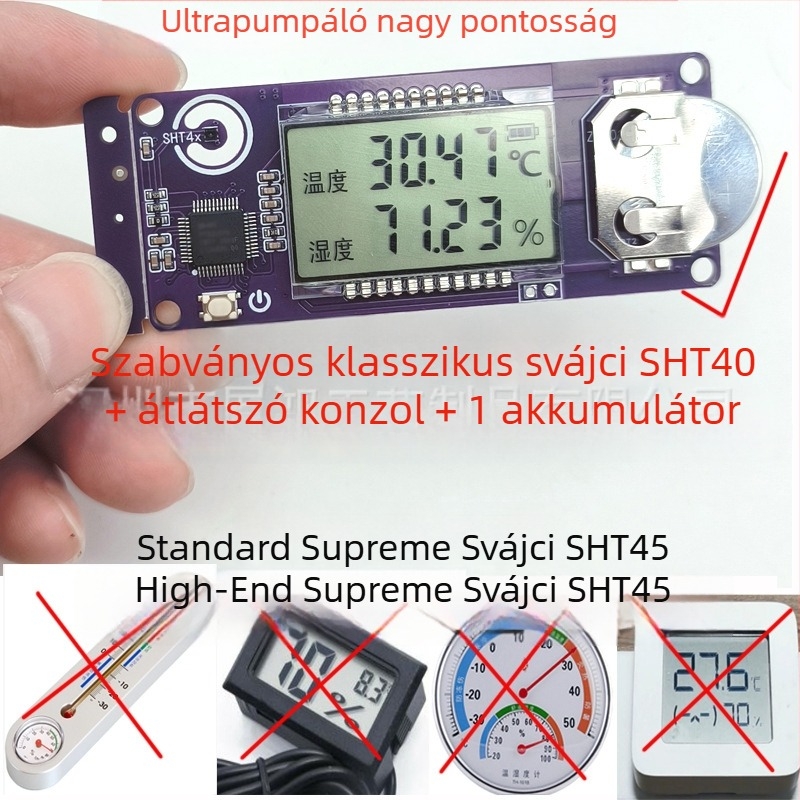 Keltető hőmérséklet- és páratartalom-mérő Sensirion SHT45 szenzorral