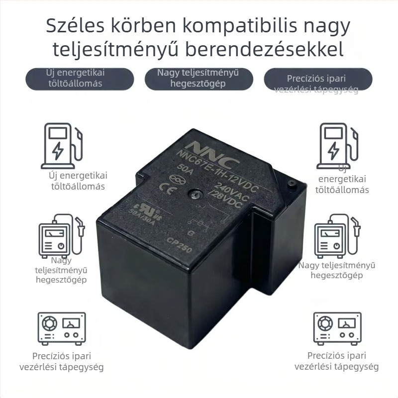 NNC67E-1H-12VDC Nagy teljesítményű PCB-relé 50A, CQC/UL/CE tanúsítvány, T90