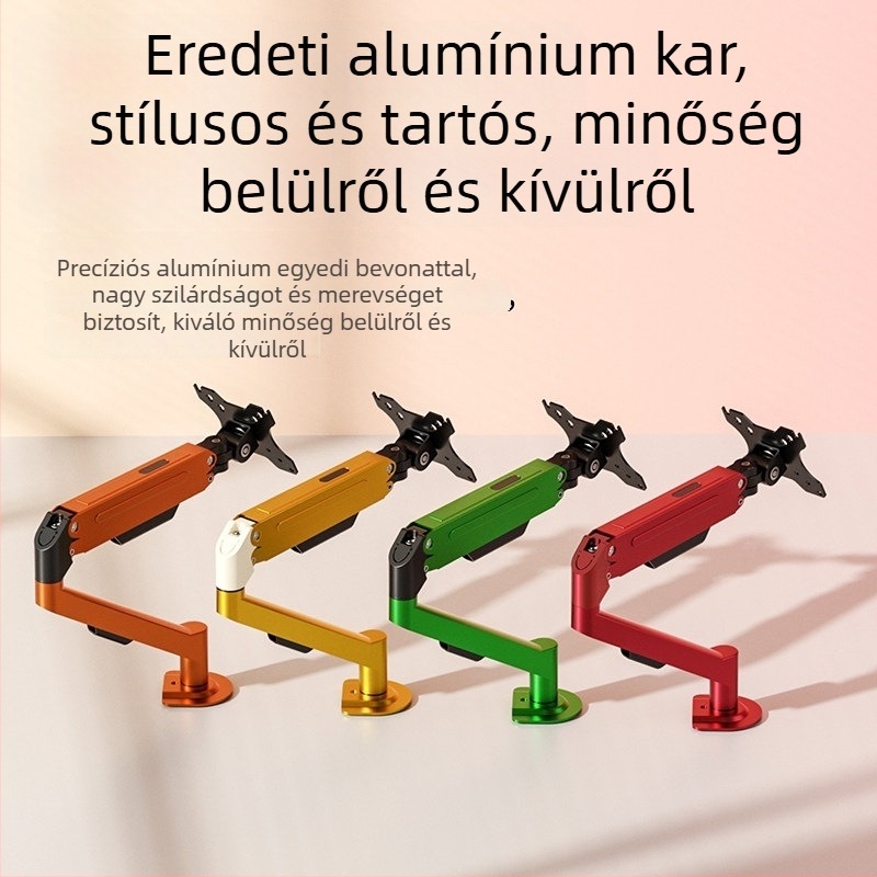 Asztali monitorállvány pneumatikus karral, magasságállítás, lyukak nélküli alap