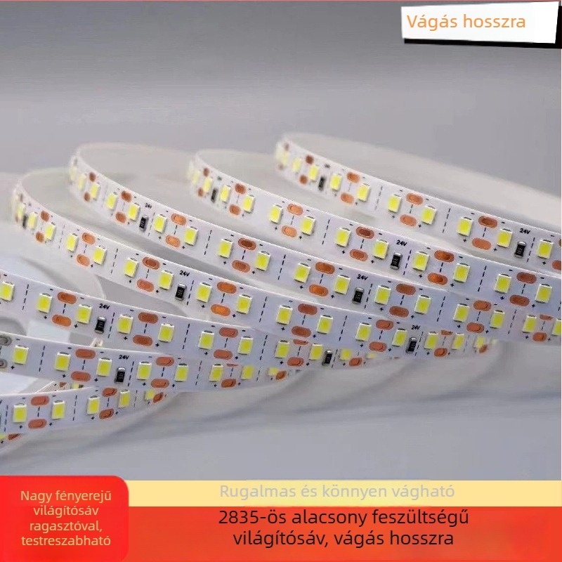 Ultra vékony 24V LED szalag, önadható, szakaszonként vágható, borospolcokhoz és ruhásszekrényekhez