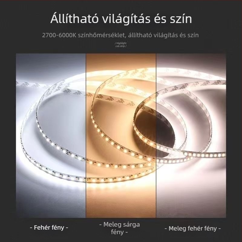 Ultra vékony 24V LED szalag, önadható, szakaszonként vágható, borospolcokhoz és ruhásszekrényekhez