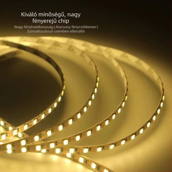 24V LED-szalag, 120 LED, SMD2835, meleg fehér, öntapadós, beltéri dekoratív világítás